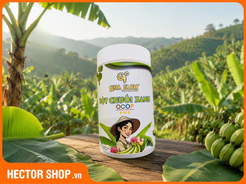 Bột Chuối Xanh Sấy Lạnh Nguyên Chất QNA Farm 500g