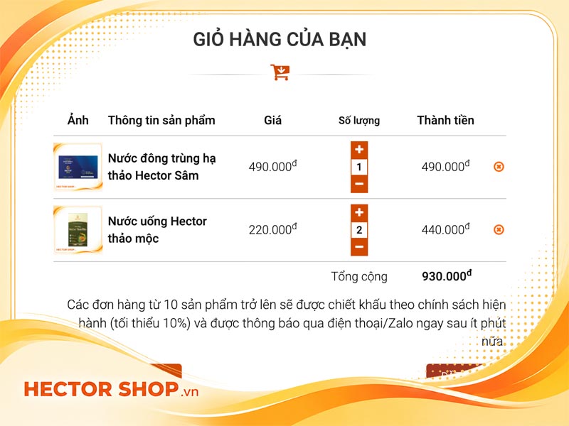 Hướng dẫn mua hàng tại website Hector Shop
