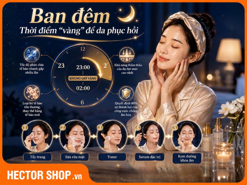 Ban đêm là thời điểm tốt nhất để da phục hồi
