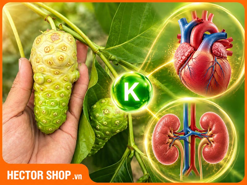 Kali trong quả nhàu có thể ảnh hưởng đến tim và thận