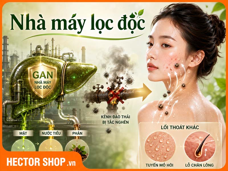 Khi gan quá tải, độc tố có thể sẽ phải thoát qua da, gây mụn