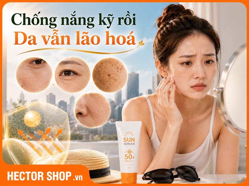 Mặc dù chống nắng rất kỹ, da vẫn lão hoá do thiếu hụt collagen