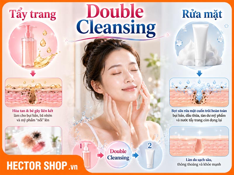 Nước tẩy trang và sữa rửa mặt có vai trò khác nhau