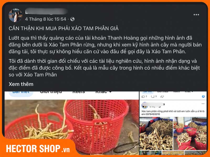 Cảnh báo hàng xáo tam phân giả trên Facebook