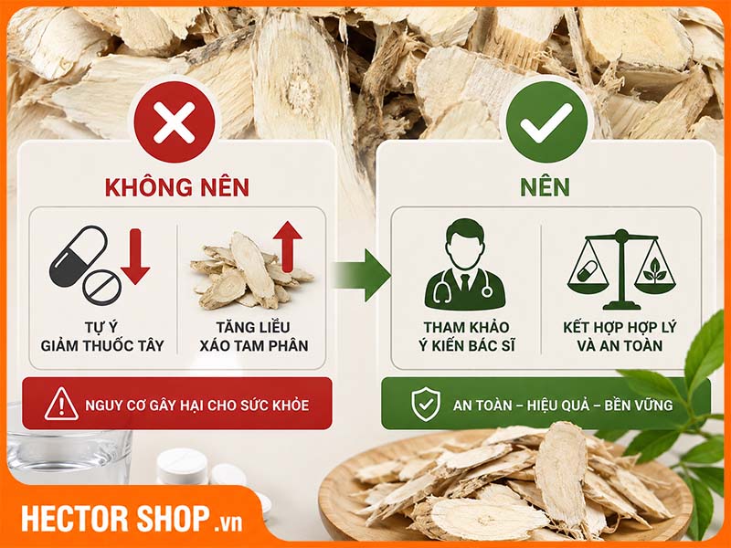 Không nên tự ý giảm liều thuốc Tây và dùng xáo tam phân thay thế