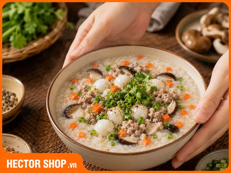 Cháo cho người già yếu nên có đa dạng nguyên liệu giàu dinh dưỡng