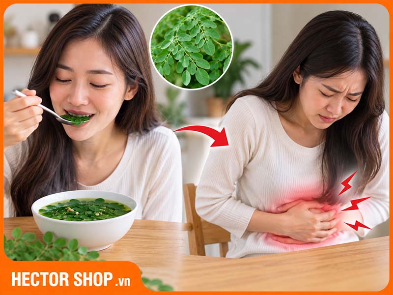 Chùm ngây có thể gây đau bụng nếu cơ thể chưa thích nghi