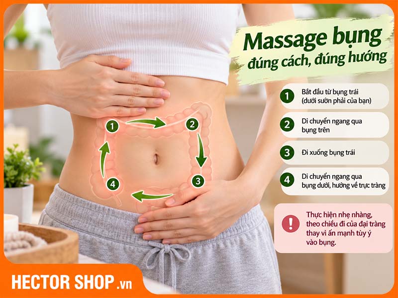 Massage bụng đúng cách giúp hỗ trợ việc đi ngoài dễ dàng hơn
