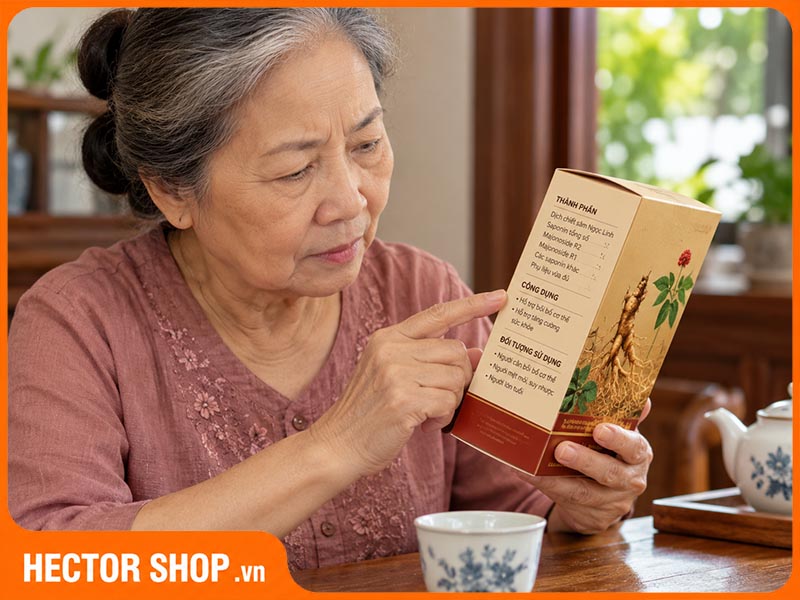 Cần xem kỹ thông tin, thành phần của sản phẩm sâm Ngọc Linh trước khi sử dụng